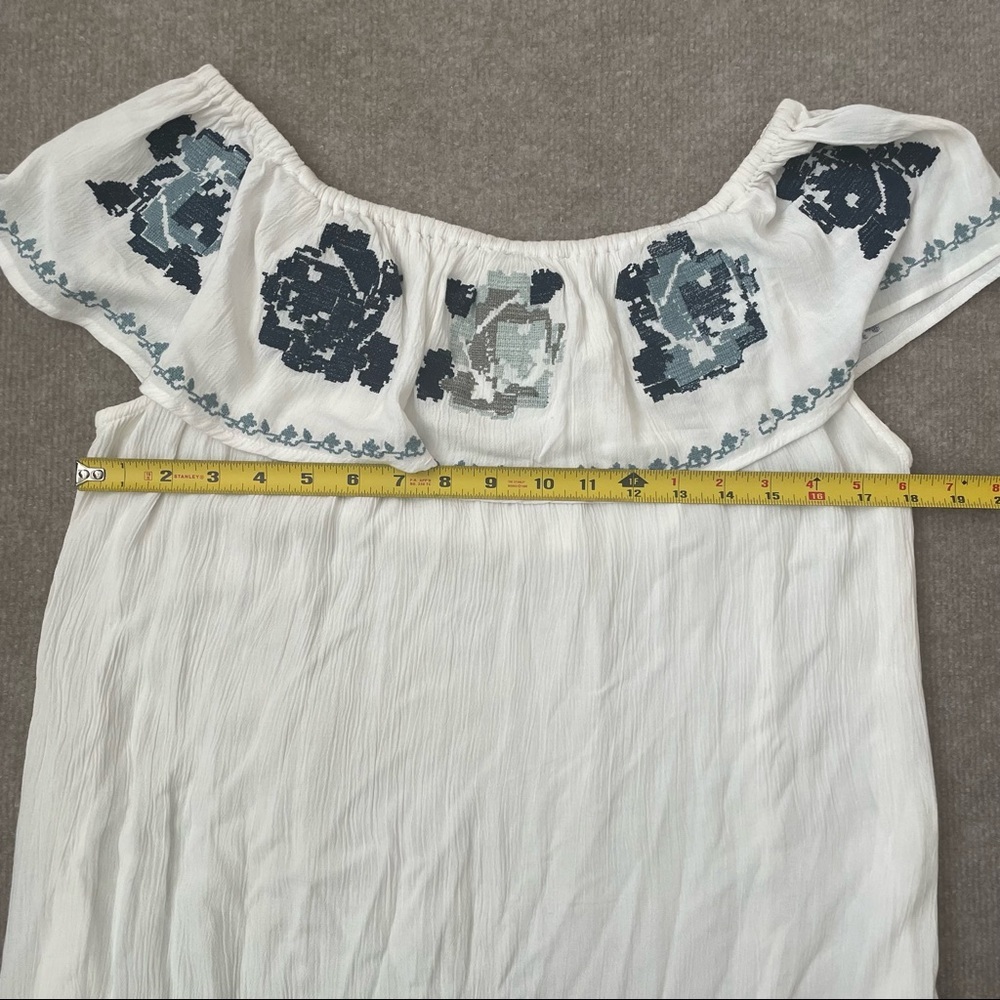 Vanilla Star Off Shoulder Flowy Embroidered Summer Dress Womens Small - Picture 6 of 10